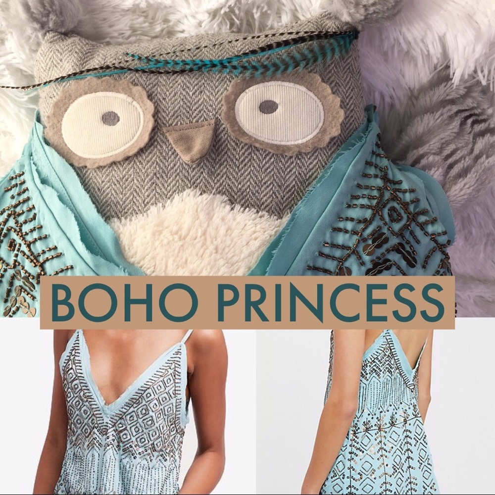 Free People Teal Beaded Boho Maxi Dress